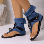 Shopimist toe post buckle sandals with leather straps and ankle buckle detail, perfect for casual summer wear