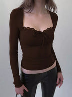 Lace Trim Long Sleeve T-Shirt