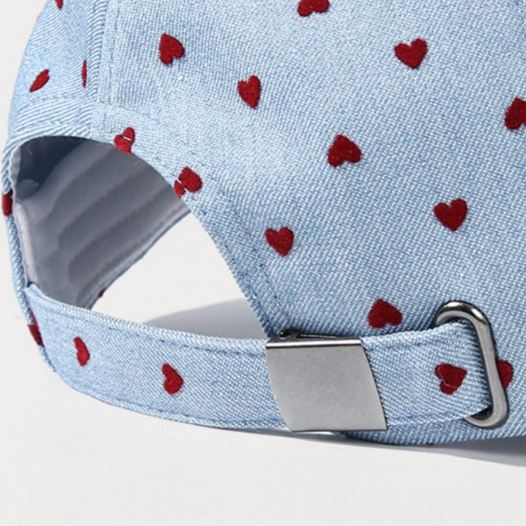 Women's heart print casual baseball hat by Trendsi, featuring adjustable fit and sporty style, perfect for everyday casual wear.