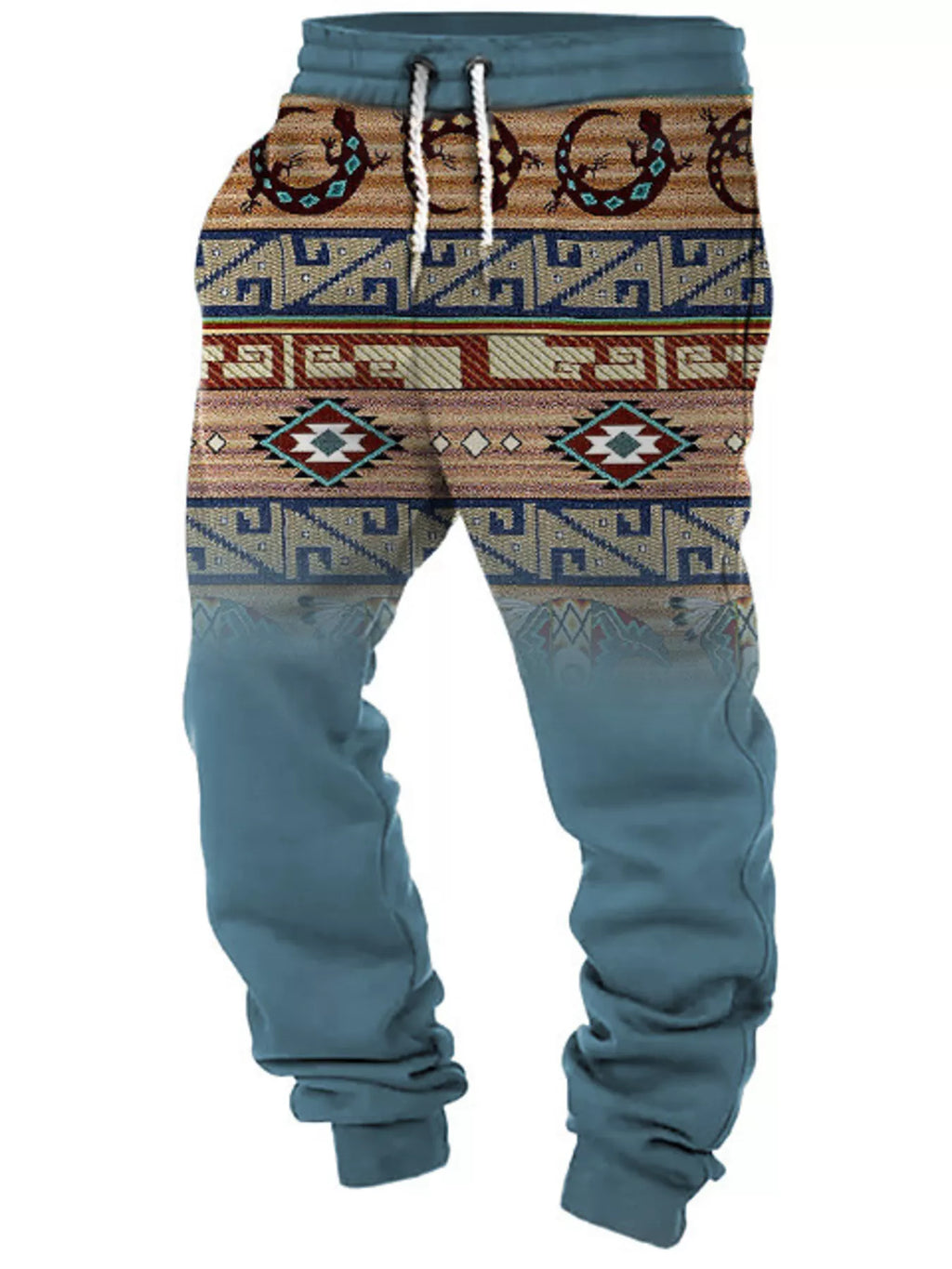 Men's full size geometric design jogger sweat pants with drawstring waist, plus size, by Trendsi.