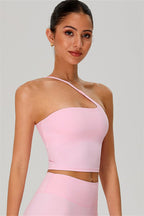 Fitglutes Activewear one-shoulder crop top and matching shorts 2-piece set, ideal for gym and workout sessions.