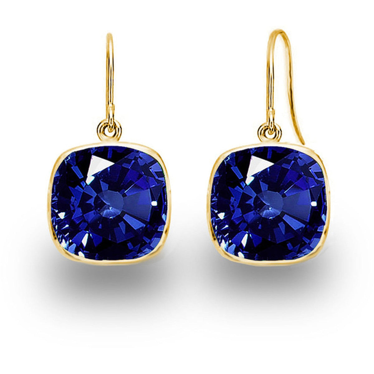 5.00 CTW Lab Grown Sapphire and Emerald Cushion Cut Drop Earrings Set - 14K Gold (2 Pairs)-1