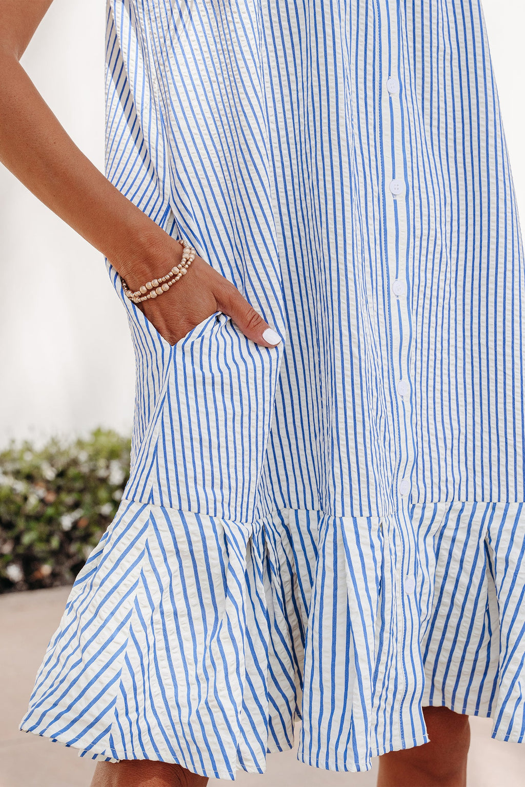 Noa Stripe Dress by Threaded Pear, a stylish mini dress with bold stripe pattern and fitted silhouette, perfect for casual wear