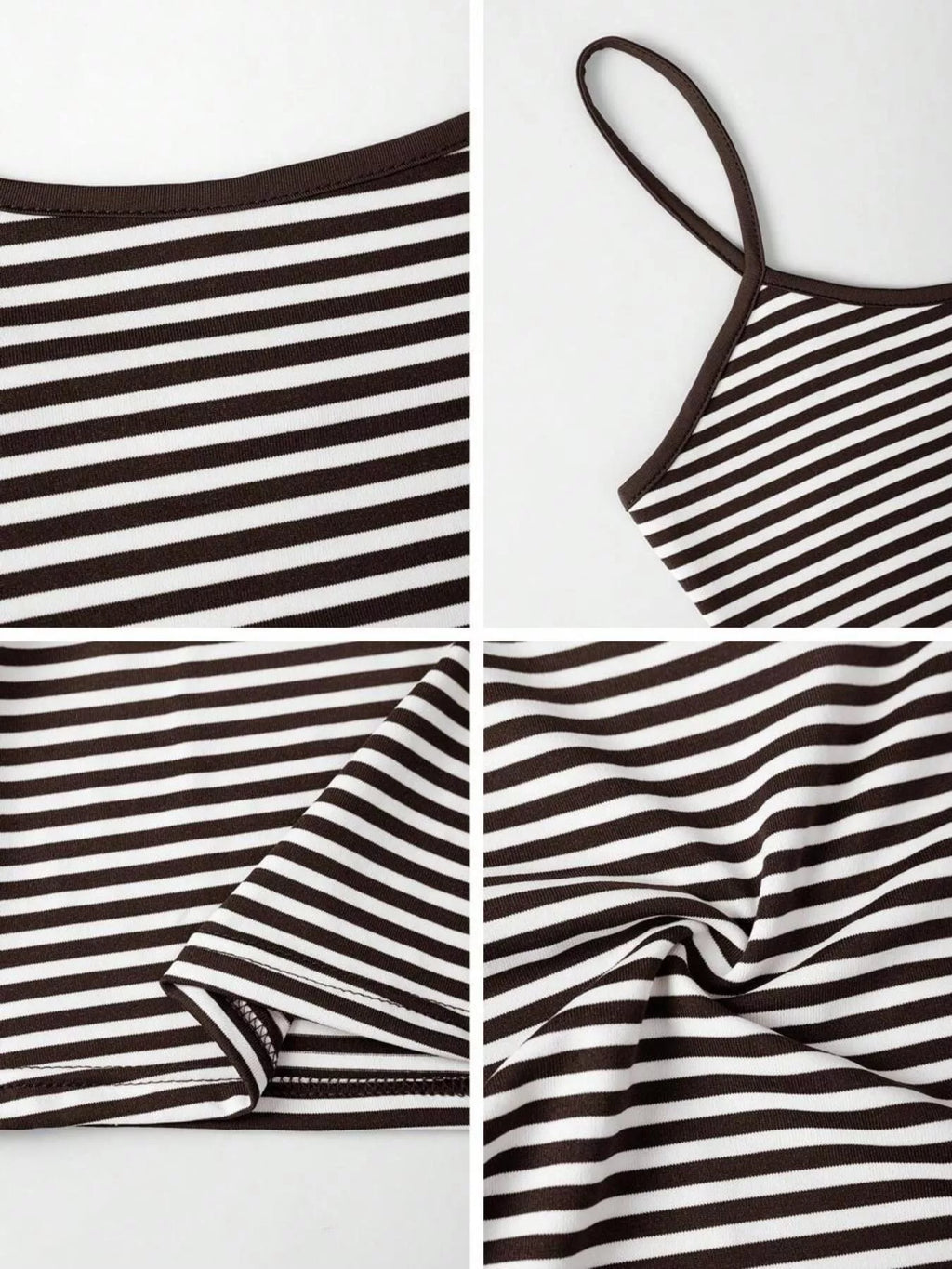 Striped scoop neck cami shirt by Plush Fashion Hub featuring vertical black and white stripes and a relaxed fit.