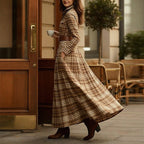 Women's printed lapel slim-fit dress by FitiqueFit, casualwear with elegant style, featuring a fitted silhouette and stylish print.