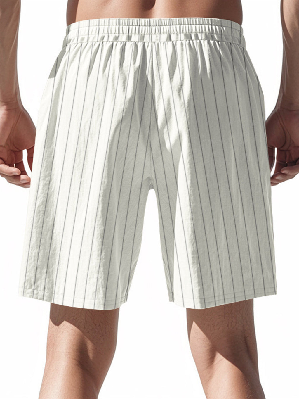 Men's plus size striped casual shorts with drawstring waist, made by Trendsi, featuring a relaxed fit and comfortable fabric.