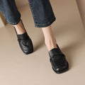 Women’s retro minimalist mid-heel leather footwear by FitiqueFit, featuring sleek design and comfortable mid-heel height.
