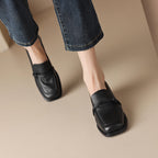 Women’s retro minimalist mid-heel leather footwear by FitiqueFit, featuring sleek design and comfortable mid-heel height.