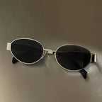 Vintage oval sunglasses by FitiqueFit with light luxury gold and silver frames, showcasing classic eyewear style.