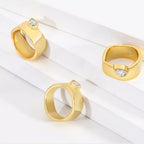 18K gold-plated minimalist design ring with sleek, modern style, showcasing a smooth band and refined elegance.