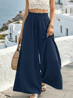 Shopimist wide leg drawstring pants with relaxed fit, featuring a comfortable waistband and flowing fabric.