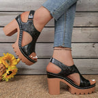 Open toe block heel sandals by Shopimist featuring stylish design and comfortable chunky heel for casual or dressy wear.