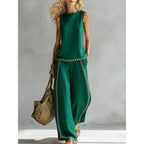 Printed retro sleeveless top and wide-leg pants set by Plush Fashion Hub, featuring vibrant 12 print designs, available in sizes S to 5XL.