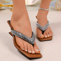 Shopimist rhinestone toe post sandals featuring sparkling embellishments and a comfortable flat sole, perfect for summer wear.