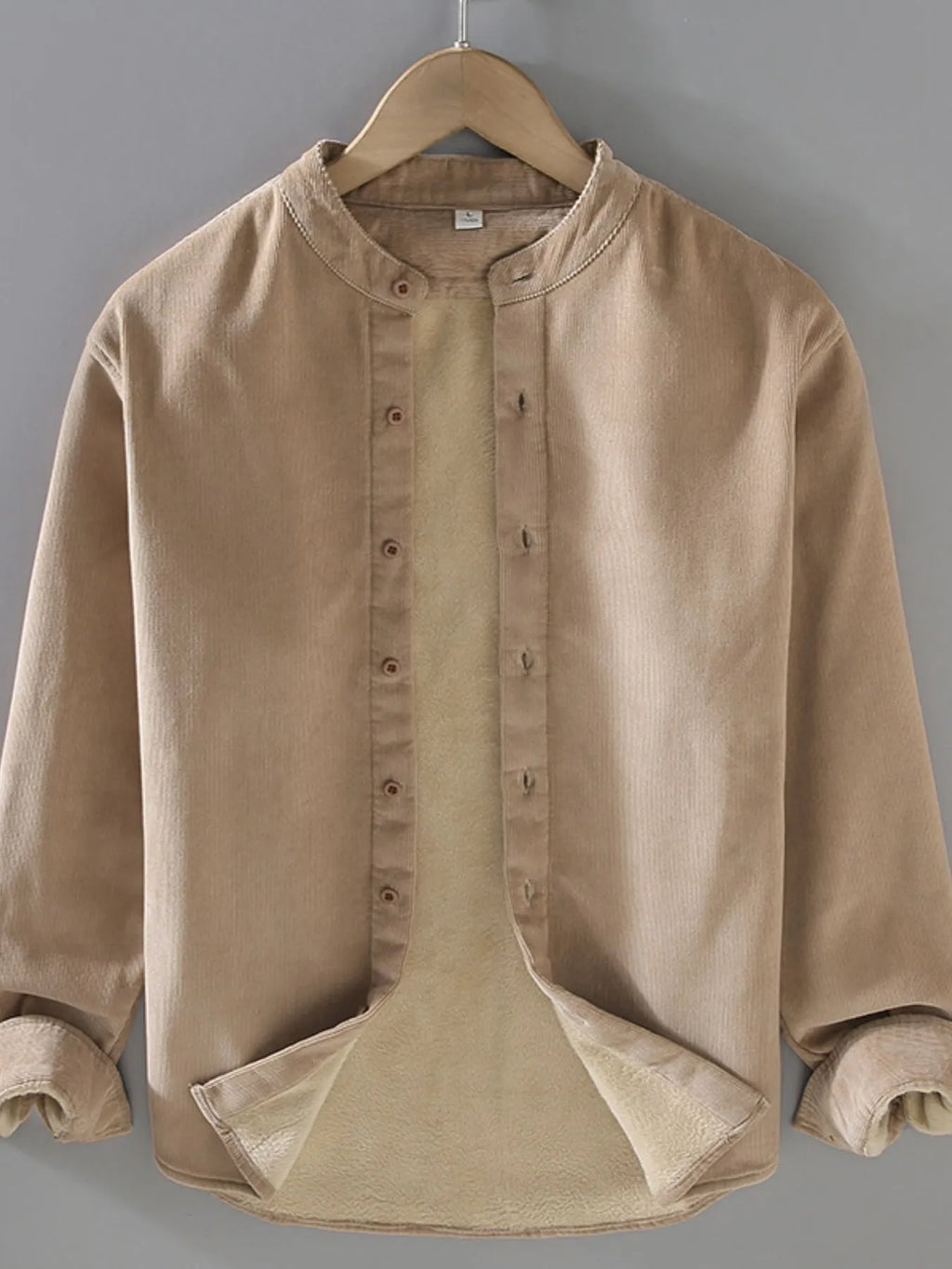 Plus size men's button-up long sleeve jacket by Shopimist, shown in a stylish, casual design with a front button closure.