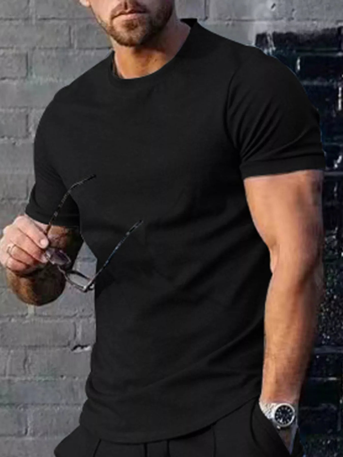 Plus size men's casual T-shirt by Plush Fashion Hub in solid color, shown as a comfortable, everyday top.