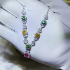 Sterling silver necklace with a 3.5 carat moissanite gemstone, elegant jewelry piece showcasing a sparkling center stone