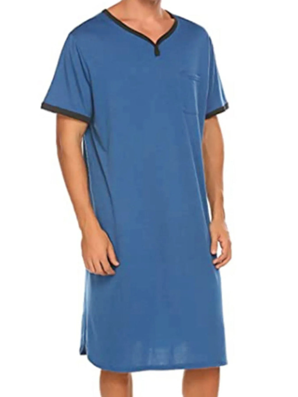 Men's plus size contrast trim short sleeve loungewear set from Trendsi, featuring comfortable fabric and stylish design.