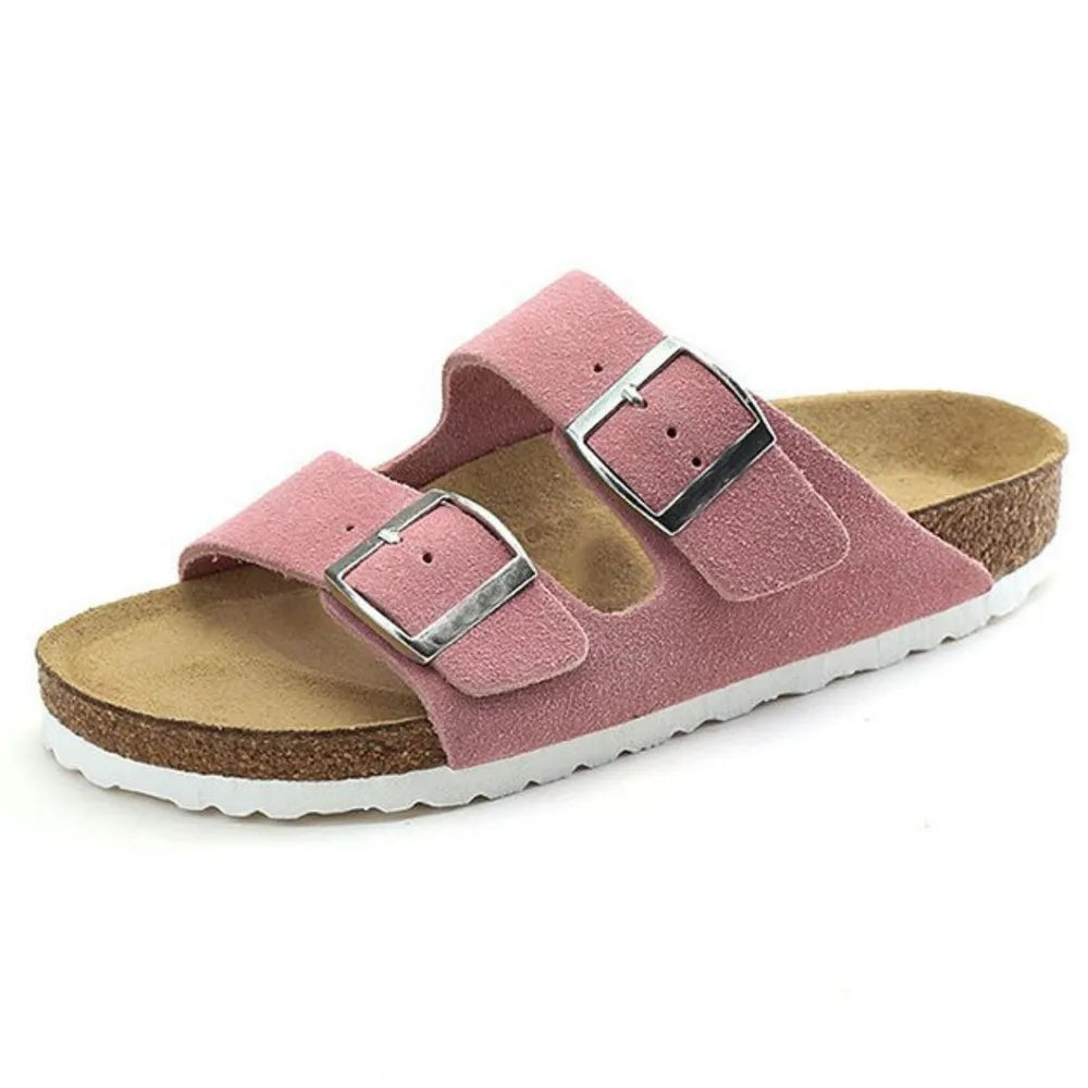 Shopimist double buckle open toe sandals with stylish straps and comfortable sole, perfect for warm weather and casual wear.