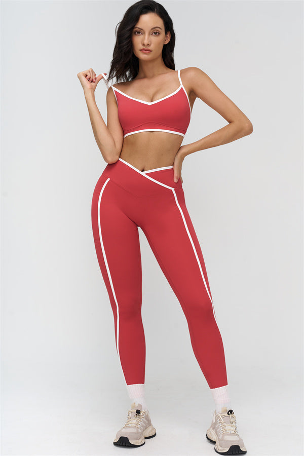 Fitglutes Activewear sports bra and leggings 2-piece set featuring contrast design, ideal for gym and workout sessions.