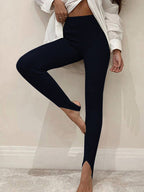 Ribbed mid waist leggings by Shopimist, stretchy and form-fitting with a textured ribbed design, suitable for active or casual wear.