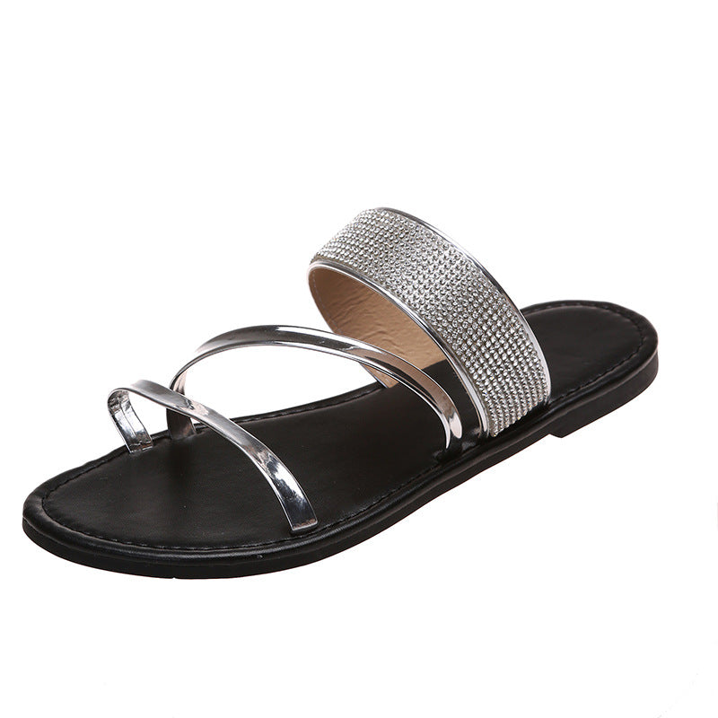 Plush Fashion Hub women's casual rhinestone sandals with breathable straps and outdoor-ready design.