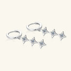 Sterling silver moissanite geometric shape earrings with modern design, crafted by Shopimist, featuring sparkling gemstones.