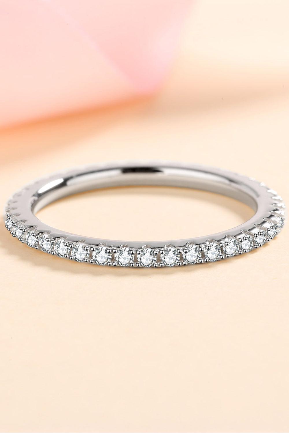 Plush Fashion Hub Curious Time 925 Sterling Silver Moissanite Ring featuring a sparkling moissanite gemstone on a sleek silver band