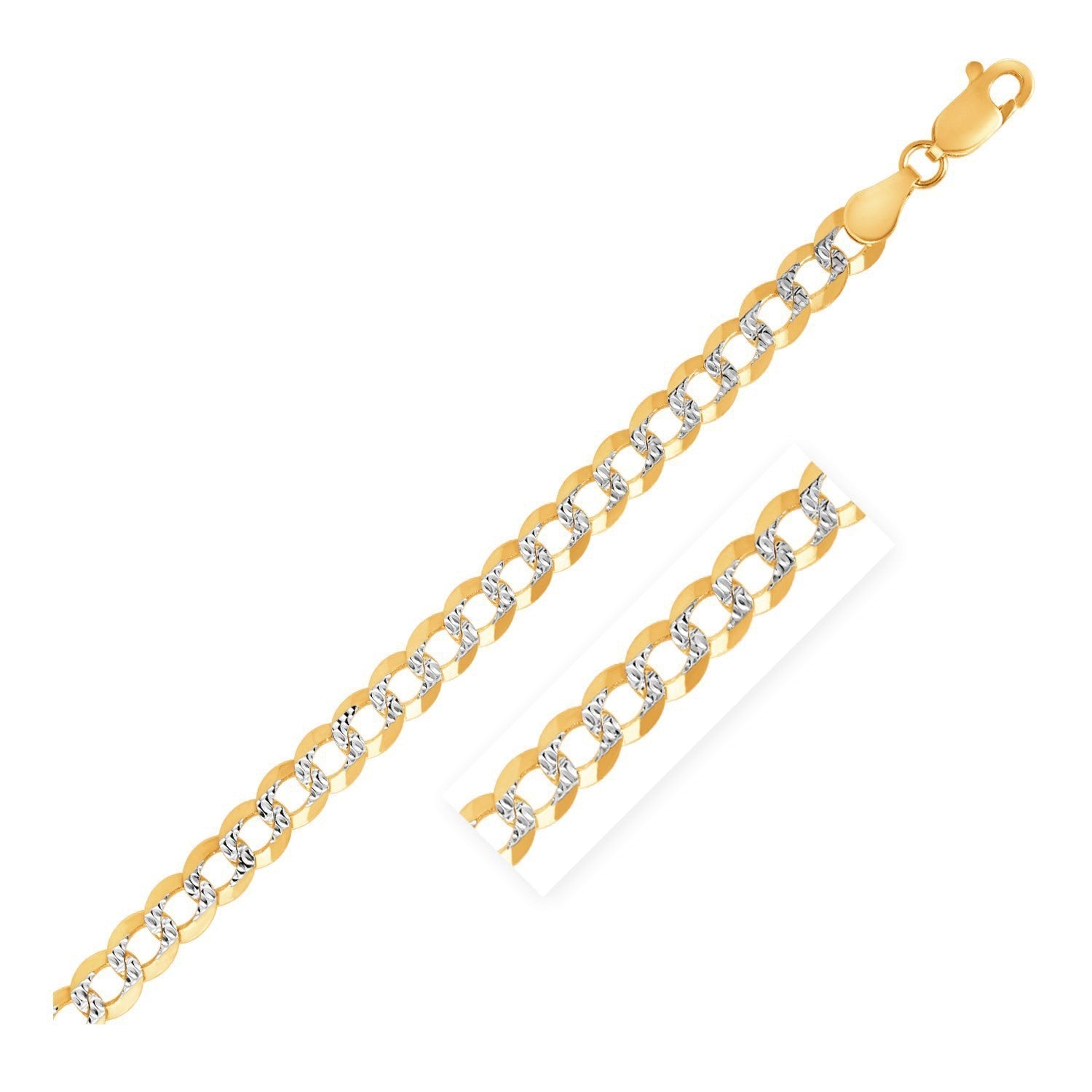 14k two-tone gold pave curb bracelet with intricate link design, showcasing a luxurious jewelry piece.
