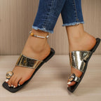 Shopimist toe ring flat sandals with strappy design and open toe, perfect for casual summer wear.