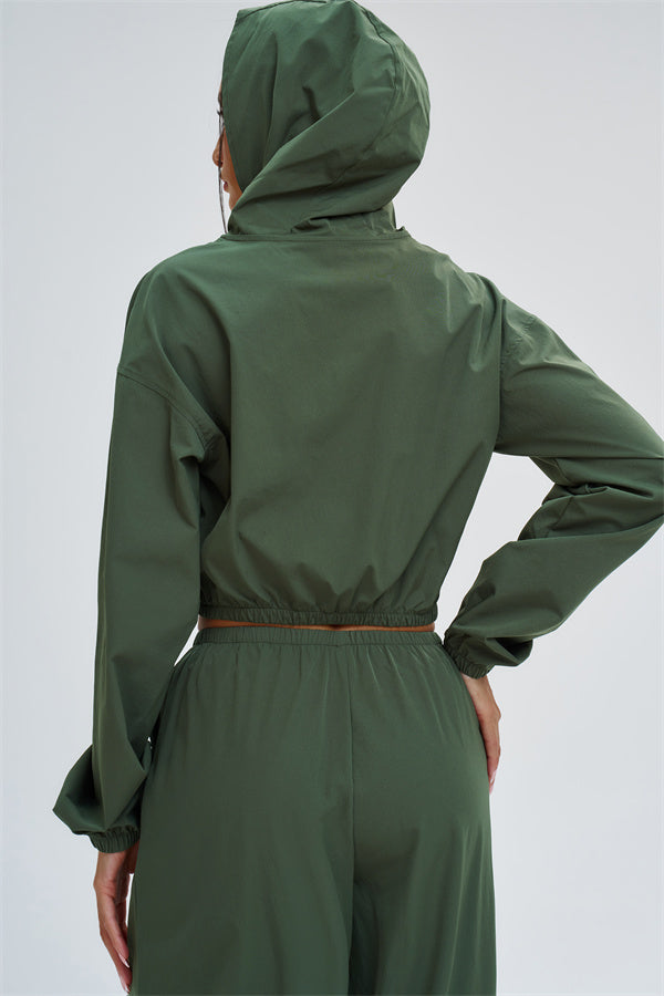 Svelte UV protection crop hoodie by Fitglutes Activewear featuring lightweight fabric and a fitted athletic design.