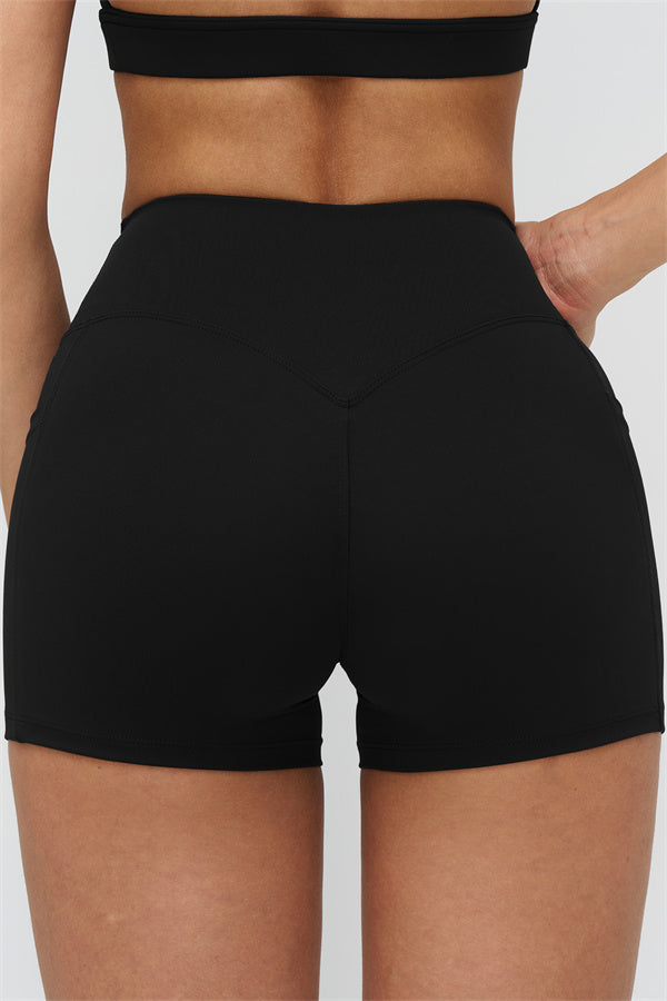 Fitglutes Activewear crop top and shorts 2-piece set, pink and black gymwear for workouts and activewear.