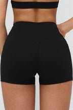 Fitglutes Activewear crop top and shorts 2-piece set, pink and black gymwear for workouts and activewear.