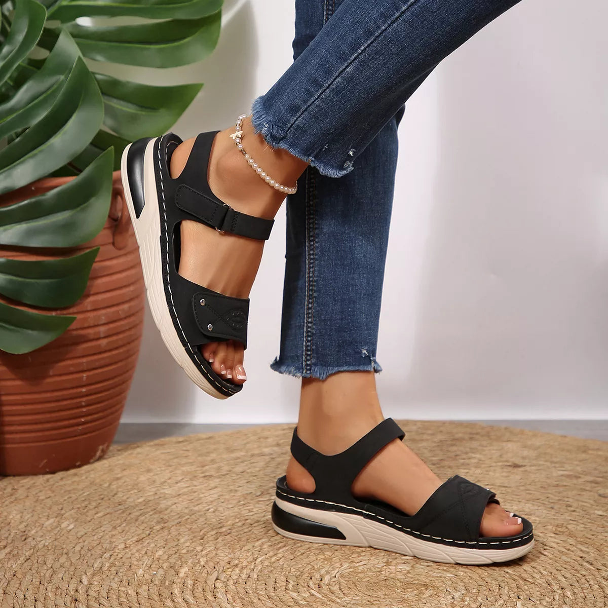 Open toe platform sandals by Shopimist featuring chunky heels and stylish straps on a neutral background.