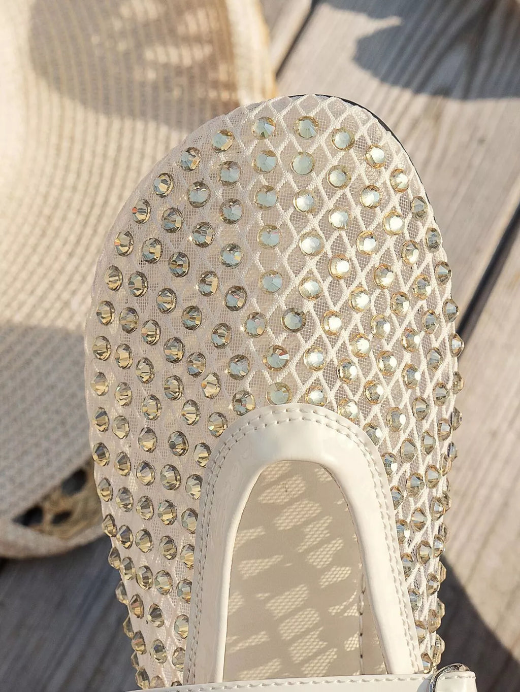 Sparkling mesh ballet flats sandals by Shopimist featuring a glittery, breathable design with a comfortable flat sole.