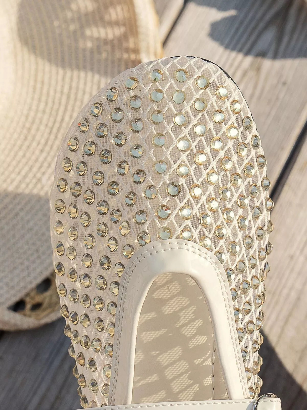 Sparkling mesh ballet flats sandals by Shopimist featuring a glittery, breathable design with a comfortable flat sole.