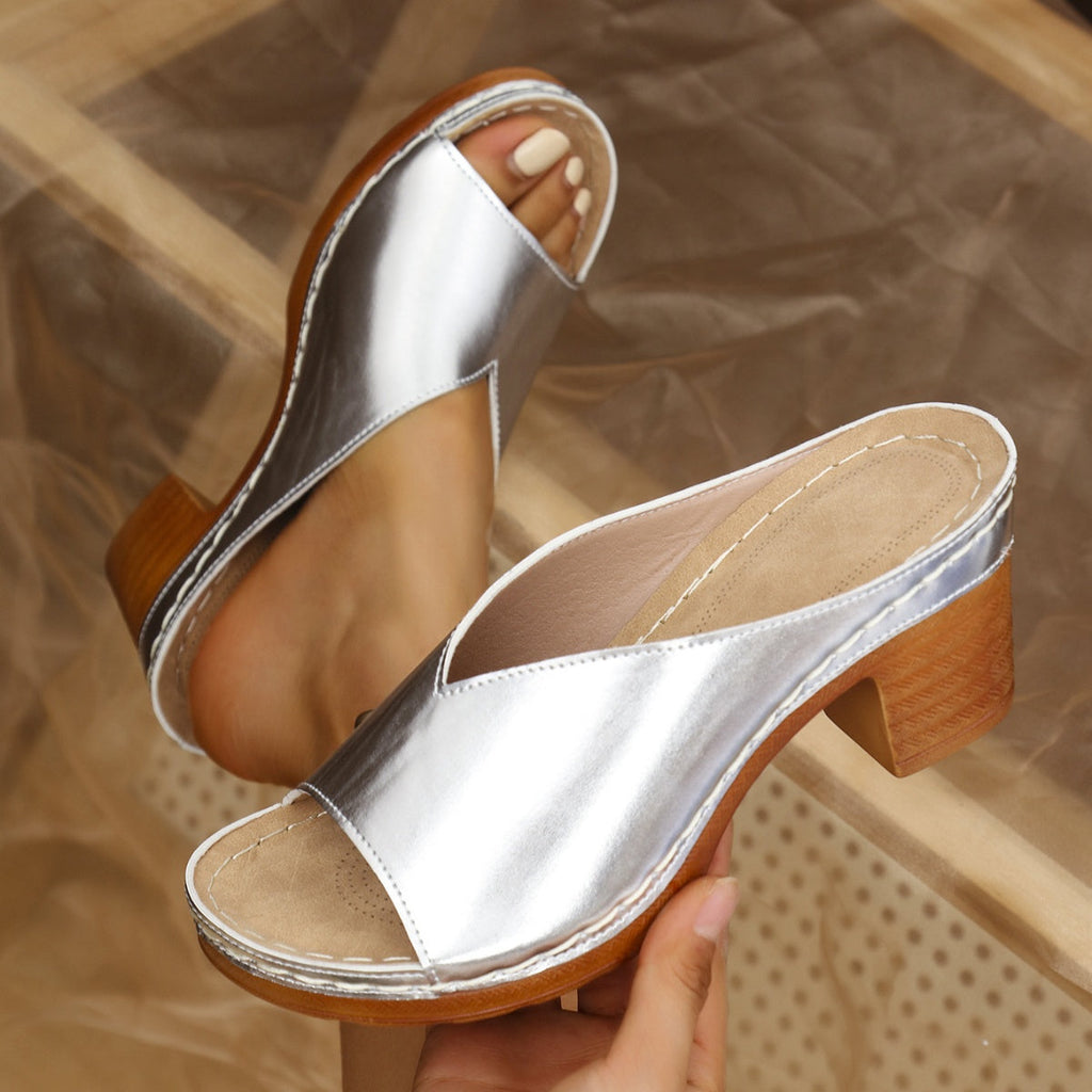 Shopimist open toe block heel sandals featuring a stylish design with a chunky heel and sleek straps.