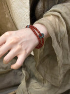 Double layered agate beaded bracelet with natural stone beads, featuring a stylish design perfect for layered jewelry looks.
