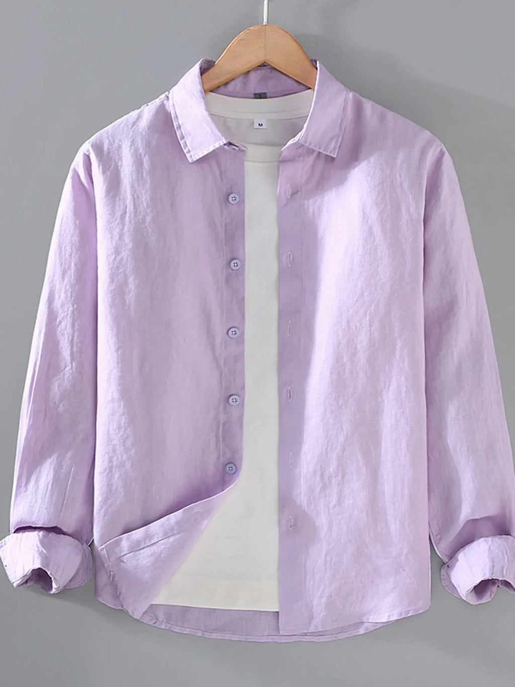 Men's plus size button-up long sleeve shirt by Shopimist, shown in a comfortable, stylish fit with a classic collar and cuffed sleeves.
