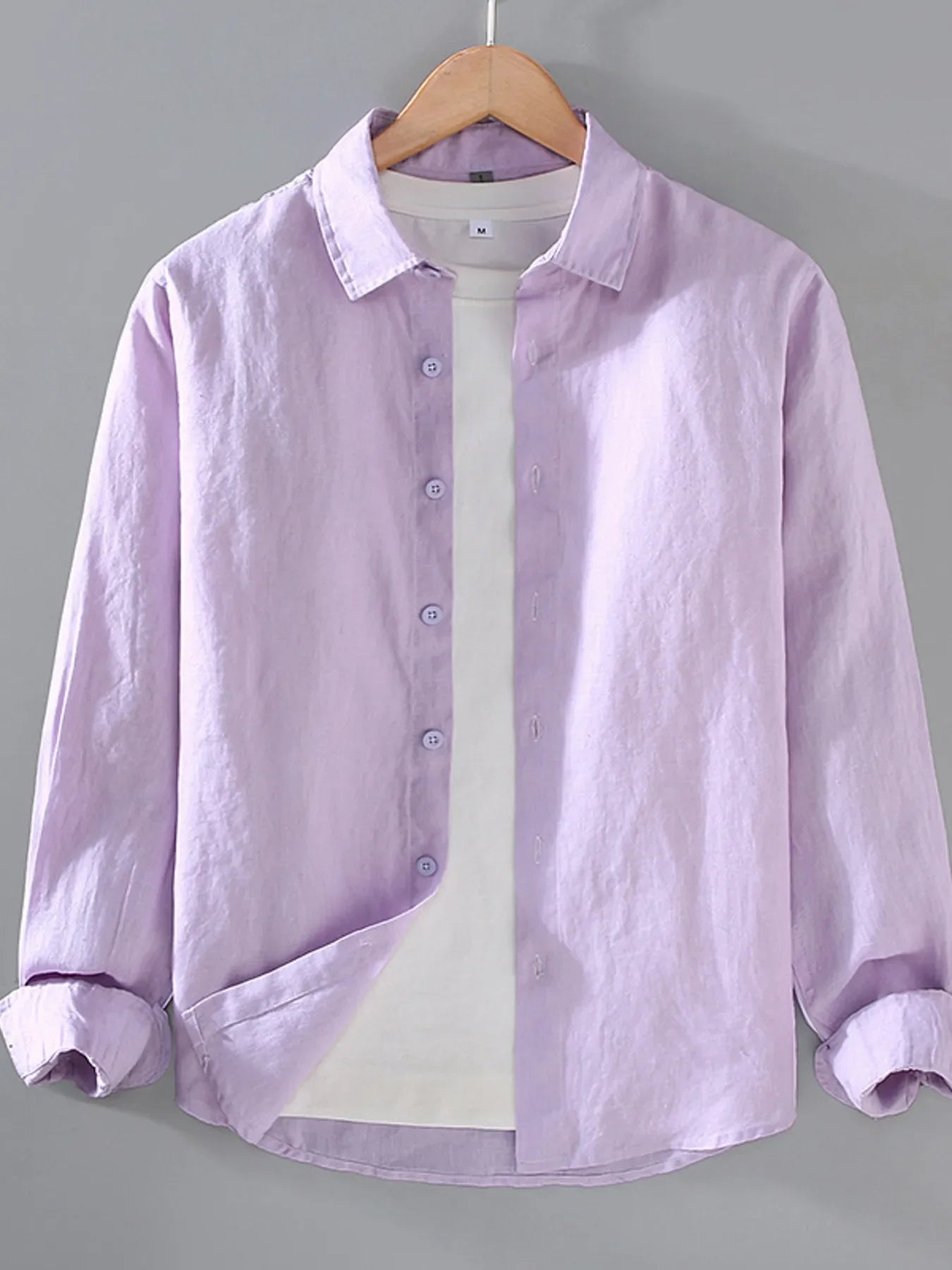 Men's plus size button-up long sleeve shirt by Shopimist, shown in a comfortable, stylish fit with a classic collar and cuffed sleeves.