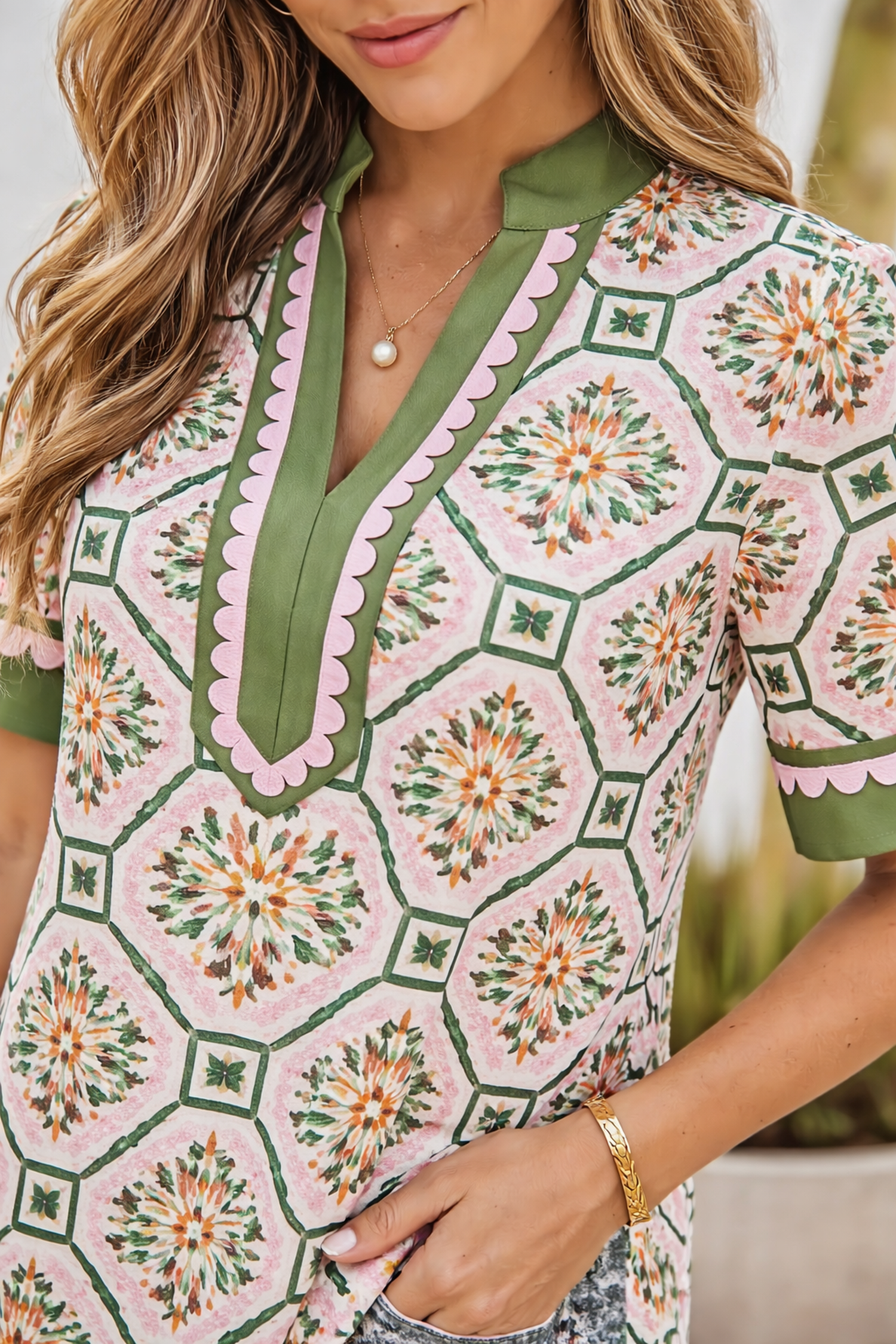 Floral Threaded Pear Galilea Sleeve Loose Mini Dress with flowy fabric and floral print, perfect for casual or summer wear.