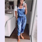 Women's cotton sleeveless wide-leg jumpsuit by Plush Fashion Hub, showing the relaxed fit and stylish design in a full-body view.