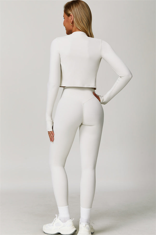 Fitglutes Activewear Eloise Jacket, sports bra, and leggings 3-piece matching set for gym and workout activities.