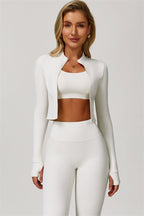 Fitglutes Activewear Eloise 3-piece matching set includes a sports bra, leggings, and a jacket for workout and gym activities.
