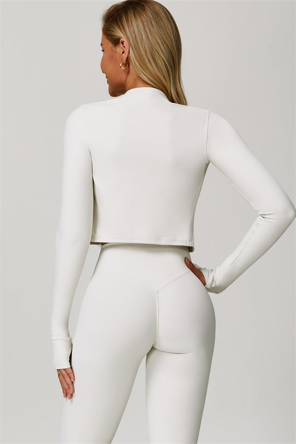 Plush Fashion Hub Eloise Jacket, sports bra, and leggings matching set, stylish athletic wear for active and casual outfits.