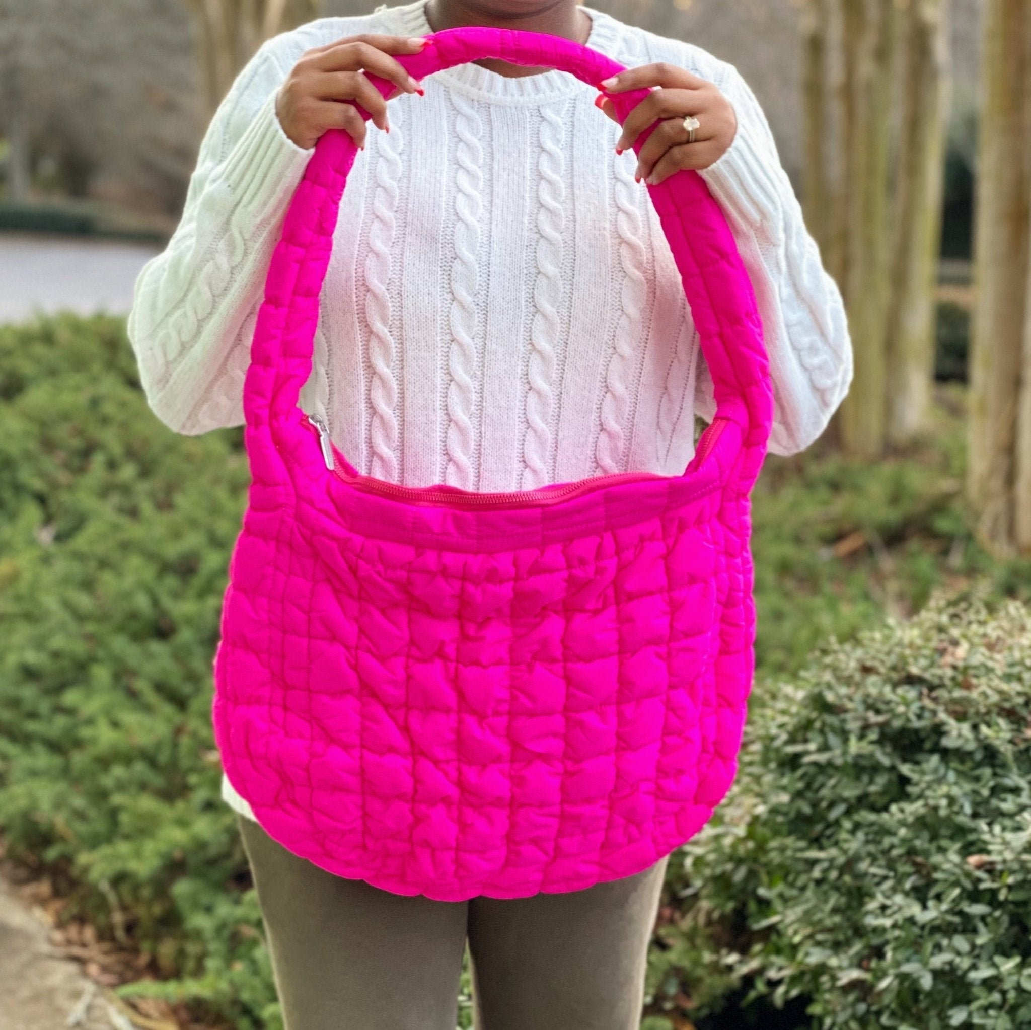 Plush Fashion Hub quilted cross body bag with adjustable strap and multiple compartments, designed for versatile carry.