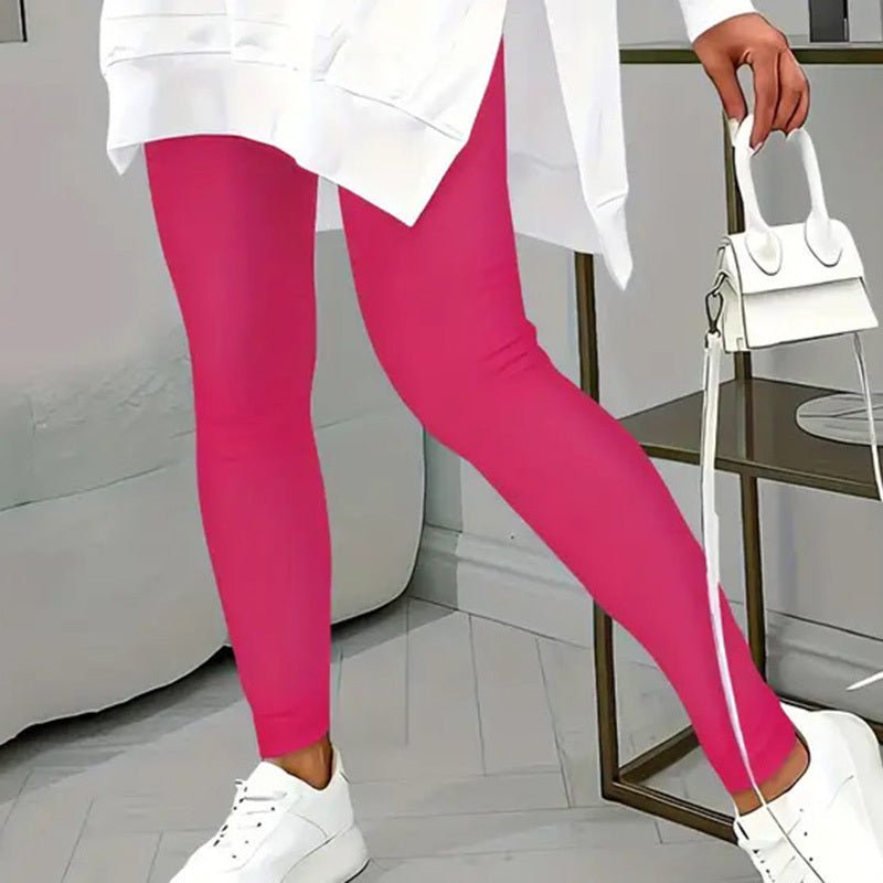 Plush Fashion Hub casual 2-piece set with solid color leggings and letter print hooded sweatshirt, perfect for relaxed style.