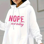 Solid color leggings and letter print hooded sweatshirt from Plush Fashion Hub casual 2-piece set, perfect for relaxed wear.