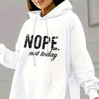 Plush Fashion Hub casual 2-piece set with solid color leggings and letter print hooded sweatshirt, comfortable and stylish for everyday wear.