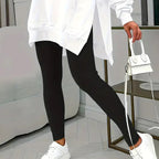 Plush Fashion Hub casual 2-piece set with solid color leggings and letter print hooded sweatshirt, comfortable and stylish for everyday wear.